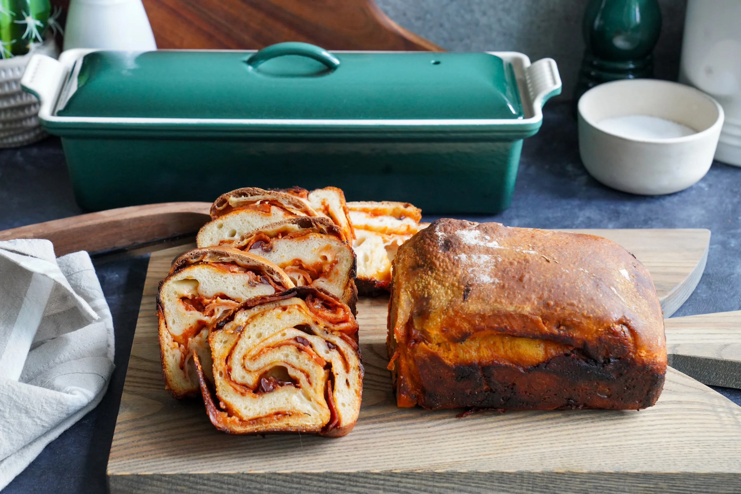 Pepperoni and Olive Pizza Loaf